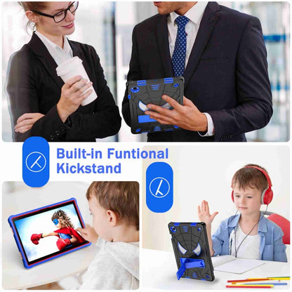 For Samsung Galaxy Tab A8 10.5 2021 Spider Texture Silicone Hybrid PC Tablet Case with Shoulder Strap(Black + Blue) by bashfashion