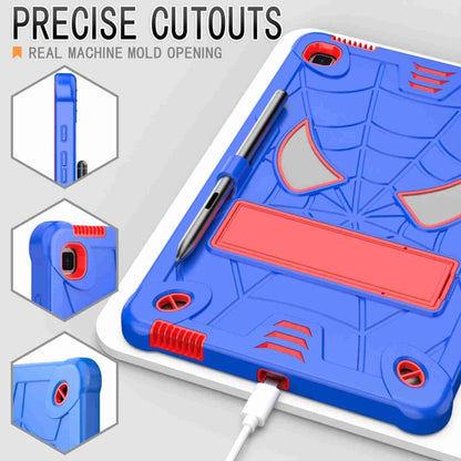 For Samsung Galaxy Tab S6 Lite P610 Spider Texture Silicone Hybrid PC Tablet Case with Shoulder Strap(Blue + Red) by bashfashion