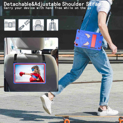 For Samsung Galaxy Tab S6 Lite P610 Spider Texture Silicone Hybrid PC Tablet Case with Shoulder Strap(Blue + Red) by bashfashion