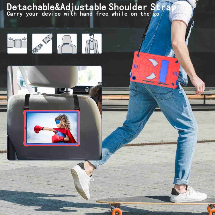 For Samsung Galaxy Tab S6 Lite P610 Spider Texture Silicone Hybrid PC Tablet Case with Shoulder Strap(Red + Blue) by bashfashion