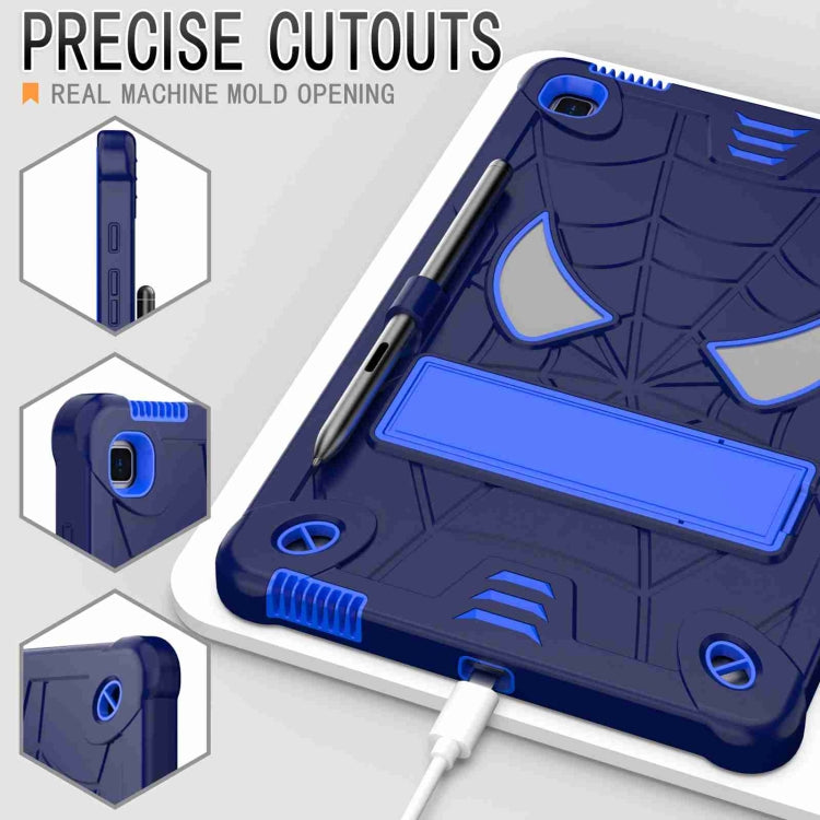 For Samsung Galaxy Tab S6 Lite P610 Spider Texture Silicone Hybrid PC Tablet Case with Shoulder Strap(Navy Blue + Blue) by bashfashion