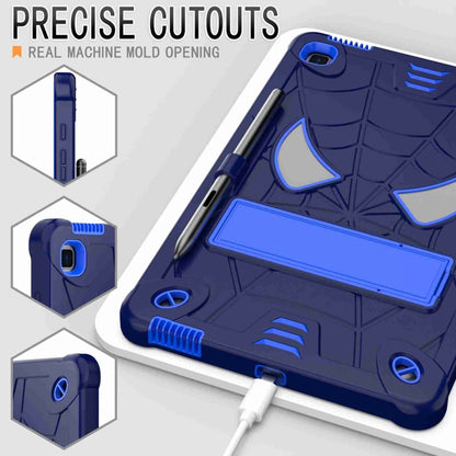 For Samsung Galaxy Tab S6 Lite P610 Spider Texture Silicone Hybrid PC Tablet Case with Shoulder Strap(Navy Blue + Blue) by bashfashion