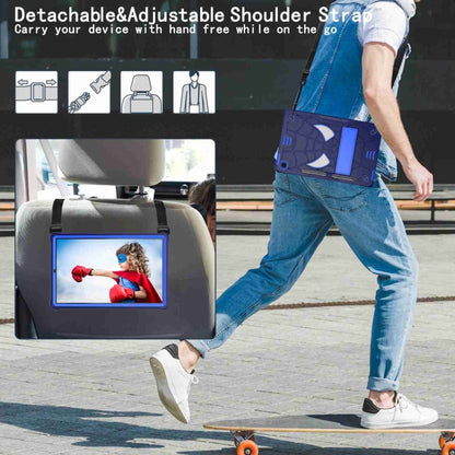 For Samsung Galaxy Tab S6 Lite P610 Spider Texture Silicone Hybrid PC Tablet Case with Shoulder Strap(Navy Blue + Blue) by bashfashion