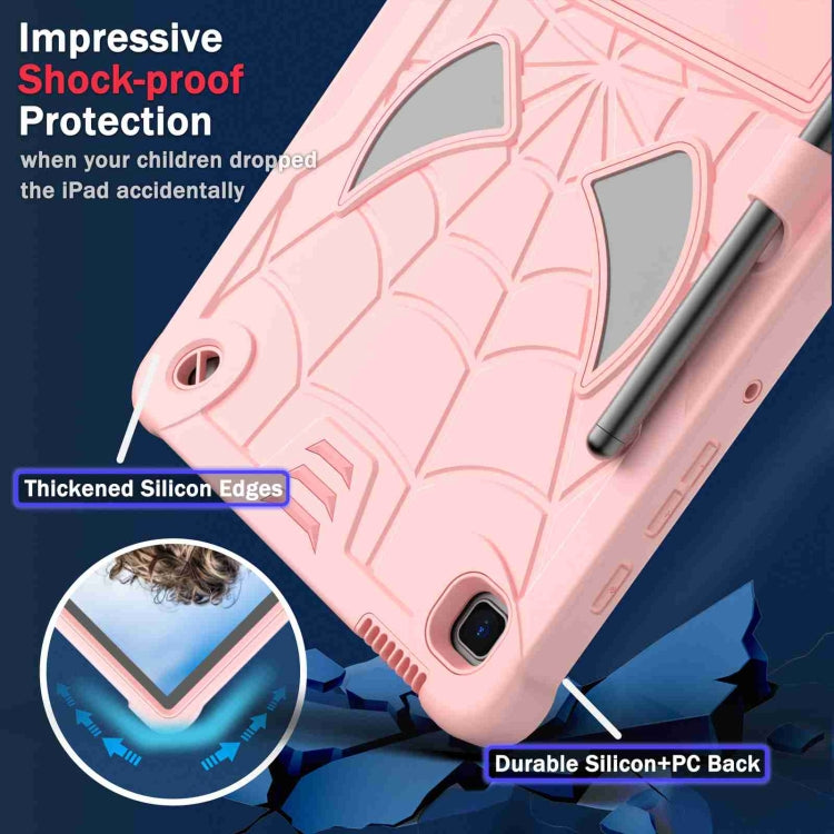 For Samsung Galaxy Tab S6 Lite P610 Spider Texture Silicone Hybrid PC Tablet Case with Shoulder Strap(Rose Gold) by bashfashion