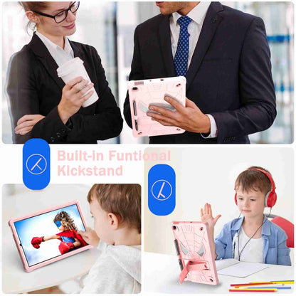 For Samsung Galaxy Tab S6 Lite P610 Spider Texture Silicone Hybrid PC Tablet Case with Shoulder Strap(Rose Gold) by bashfashion