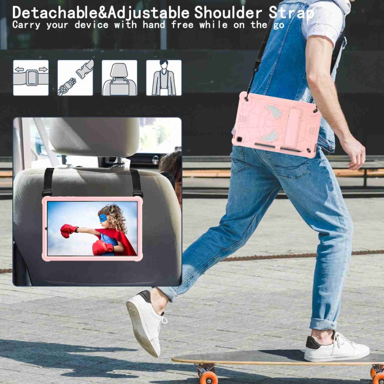 For Samsung Galaxy Tab S6 Lite P610 Spider Texture Silicone Hybrid PC Tablet Case with Shoulder Strap(Rose Gold) by bashfashion