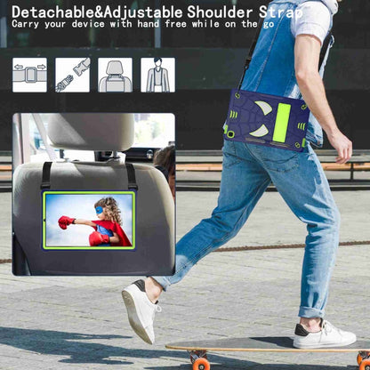 For Samsung Galaxy Tab S6 Lite P610 Spider Texture Silicone Hybrid PC Tablet Case with Shoulder Strap(Navy Blue + Yellow Green) by bashfashion