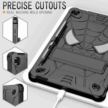 For Samsung Galaxy Tab S6 Lite P610 Spider Texture Silicone Hybrid PC Tablet Case with Shoulder Strap(Black) by bashfashion