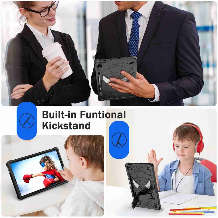 For Samsung Galaxy Tab S6 Lite P610 Spider Texture Silicone Hybrid PC Tablet Case with Shoulder Strap(Black) by bashfashion