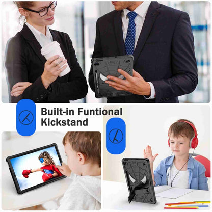 For Samsung Galaxy Tab S6 Lite P610 Spider Texture Silicone Hybrid PC Tablet Case with Shoulder Strap(Black) by bashfashion