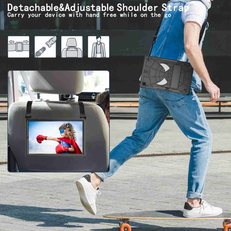 For Samsung Galaxy Tab S6 Lite P610 Spider Texture Silicone Hybrid PC Tablet Case with Shoulder Strap(Black) by bashfashion