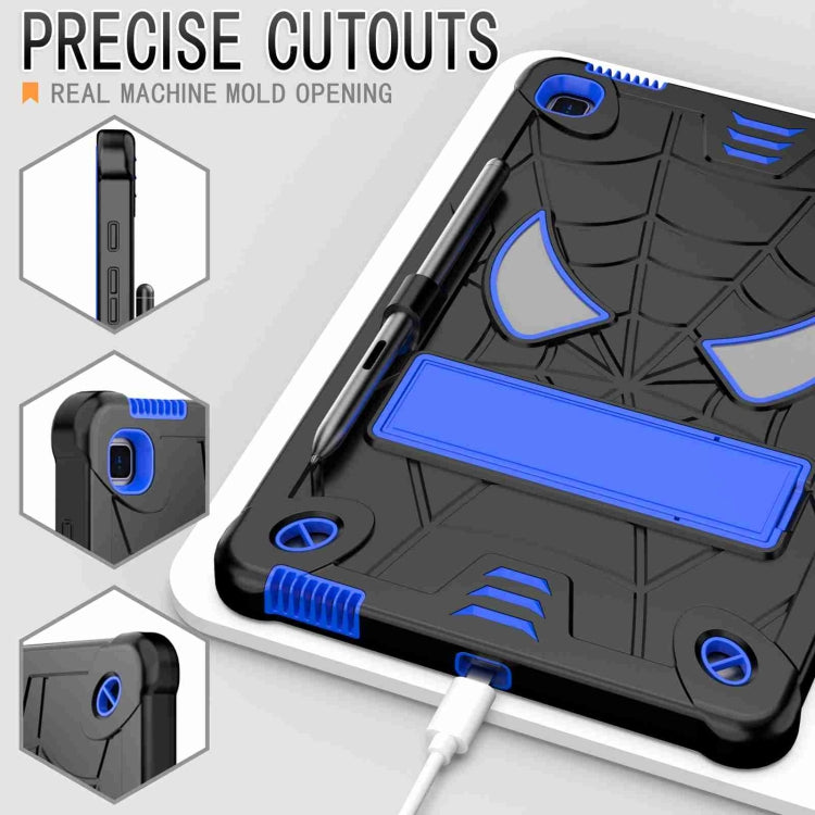 For Samsung Galaxy Tab S6 Lite P610 Spider Texture Silicone Hybrid PC Tablet Case with Shoulder Strap(Black + Blue) by bashfashion