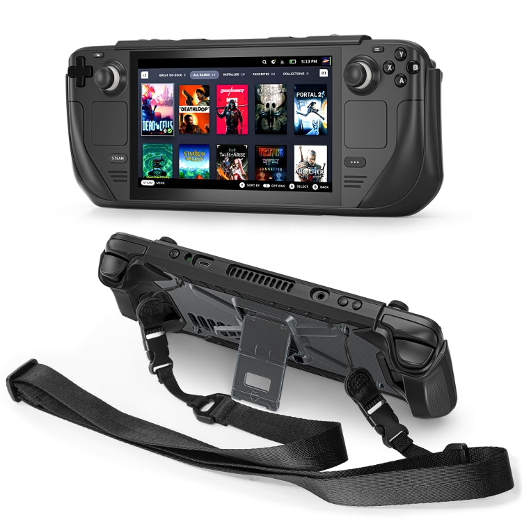 For Steam Deck Shockproof Game Console Case with Holder & Shoulder Strap(Black) by bashfashion
