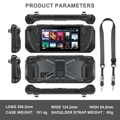 For Steam Deck Shockproof Game Console Case with Holder & Shoulder Strap(Black) by bashfashion