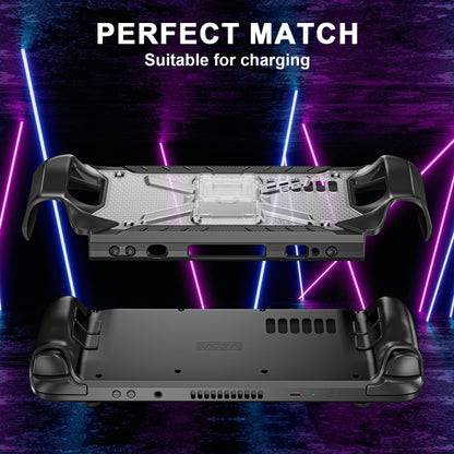 For Steam Deck Shockproof Game Console Case with Holder & Shoulder Strap(Black+Transparent) by bashfashion