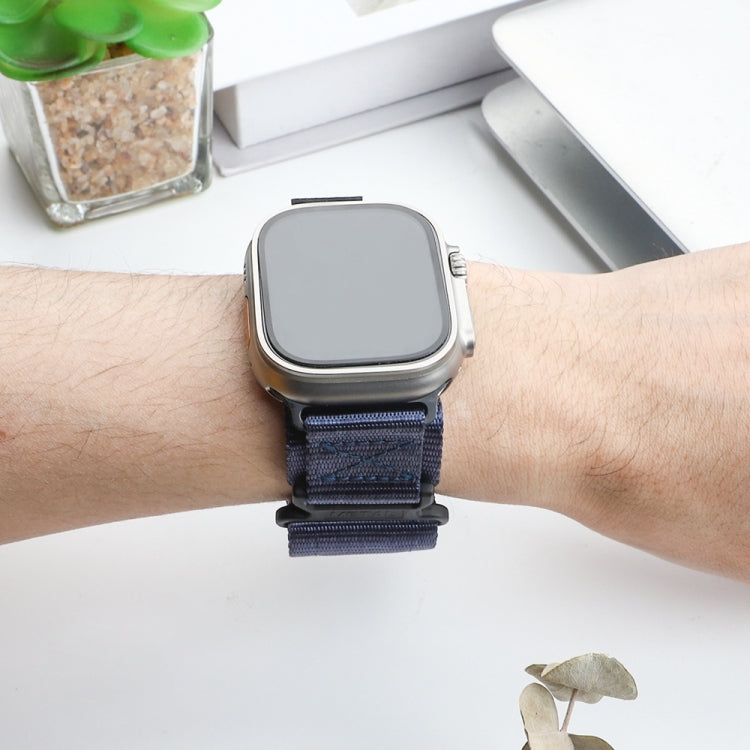 Nylon Two Section Watch Band For Apple Watch Ultra 49mm(Blue) by bashfashion