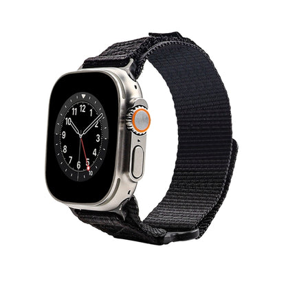 Nylon Two Section Watch Band For Apple Watch 8 45mm(Black) by bashfashion