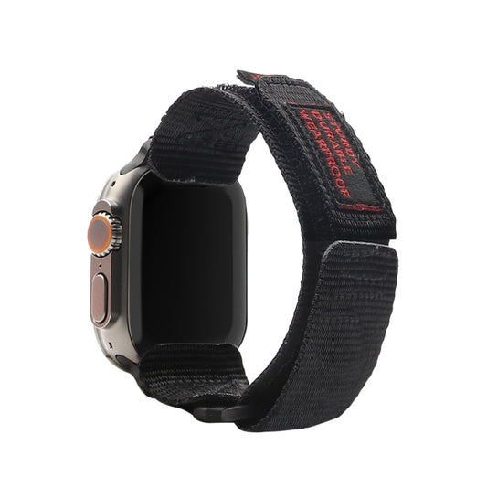 Nylon Two Section Watch Band For Apple Watch 8 45mm(Black) by bashfashion