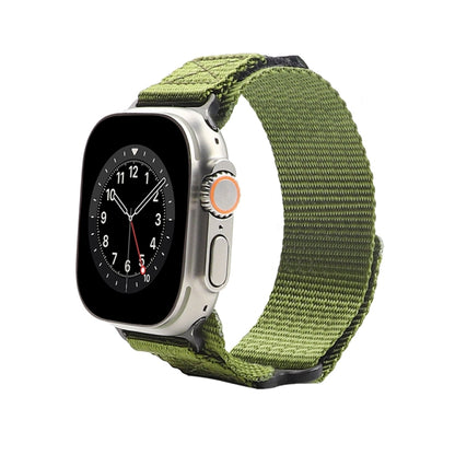 Nylon Two Section Watch Band For Apple Watch 7 45mm(Dark Green) by bashfashion