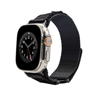 Nylon Two Section Watch Band For Apple Watch 9 45mm(Black) by bashfashion
