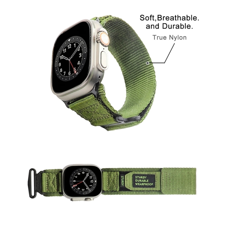 Nylon Two Section Watch Band For Apple Watch 9 41mm(Dark Green) by bashfashion