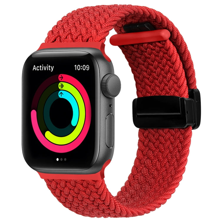 Magnetic Fold Clasp Woven Watch Band For Apple Watch Ultra 49mm(Red) by bashfashion