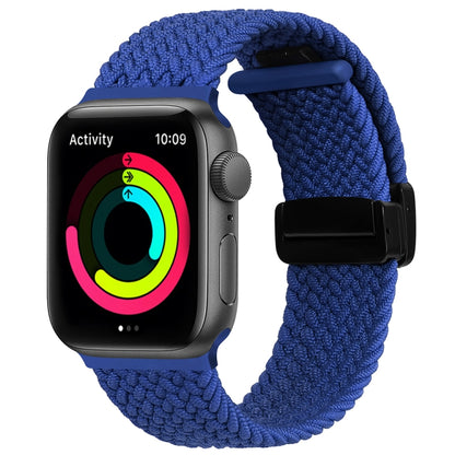 Magnetic Fold Clasp Woven Watch Band For Apple Watch Ultra 49mm(Blue) by bashfashion