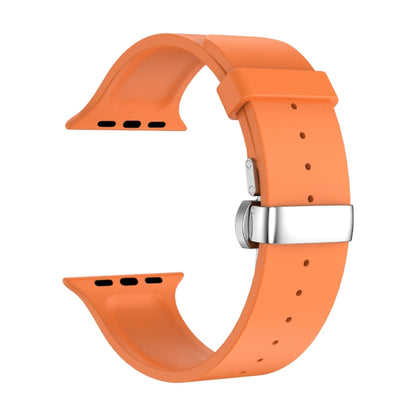 Metal Butterfly Buckle Silicone Watch Band For Apple Watch 7 41mm(Orange) by bashfashion