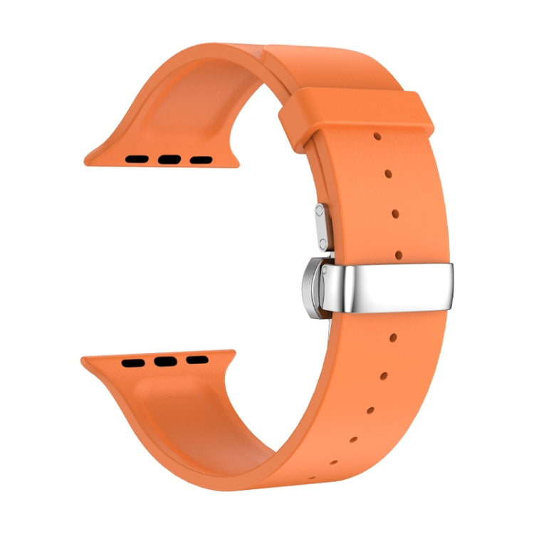 Metal Butterfly Buckle Silicone Watch Band For Apple Watch 3 42mm(Orange) by bashfashion