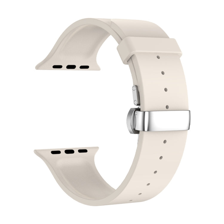 Metal Butterfly Buckle Silicone Watch Band For Apple Watch 2 38mm(Starlight Color) by bashfashion
