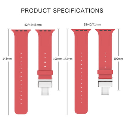 Metal Butterfly Buckle Silicone Watch Band For Apple Watch 6 44mm(Red) by bashfashion