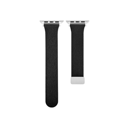 Sheepskin Texture Magnetic Folding Buckle Watch Band For Apple Watch Ultra 49mm(Black) by bashfashion