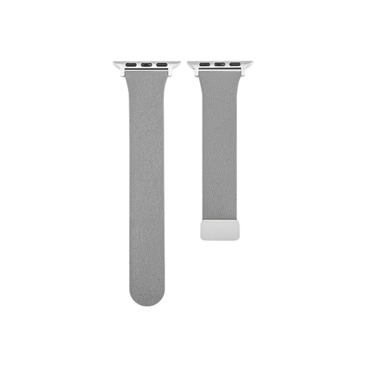 Sheepskin Texture Magnetic Folding Buckle Watch Band For Apple Watch Ultra 49mm(Grey) by bashfashion