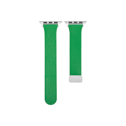 Sheepskin Texture Magnetic Folding Buckle Watch Band For Apple Watch Ultra 49mm(Green) by bashfashion