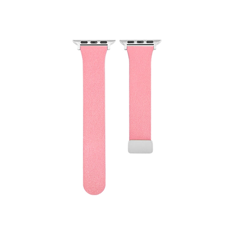 Sheepskin Texture Magnetic Folding Buckle Watch Band For Apple Watch Ultra 2 49mm(Pink) by bashfashion
