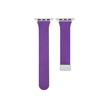 Sheepskin Texture Magnetic Folding Buckle Watch Band For Apple Watch Ultra 2 49mm(Purple) by bashfashion