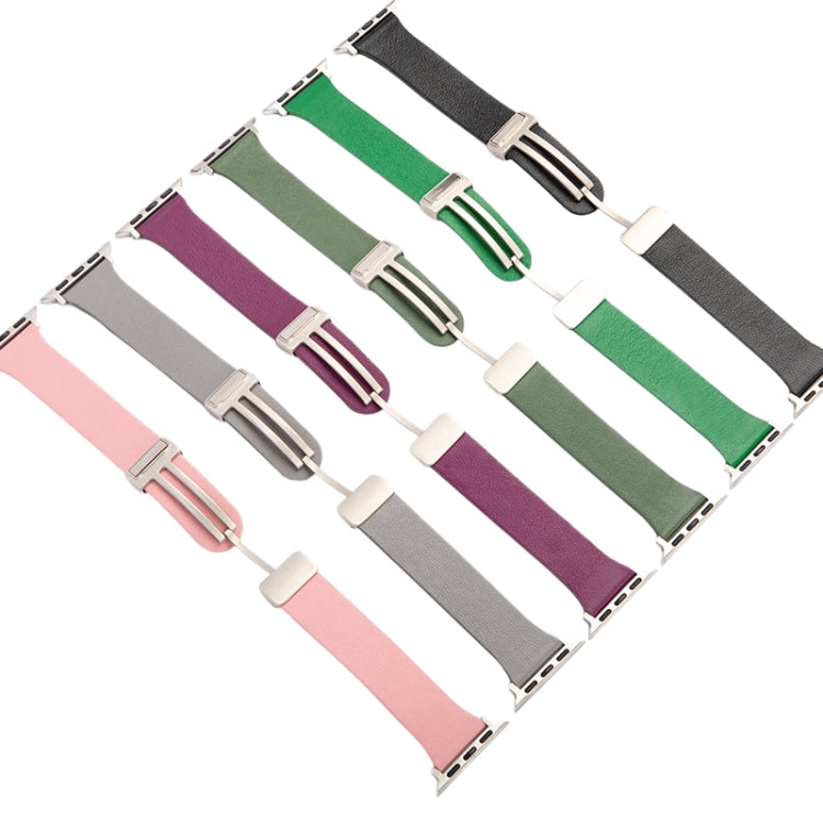 Sheepskin Texture Magnetic Folding Buckle Watch Band For Apple Watch 4 44mm(Green) by bashfashion