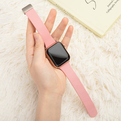 Sheepskin Texture Magnetic Folding Buckle Watch Band For Apple Watch Ultra 2 49mm(Pink) by bashfashion