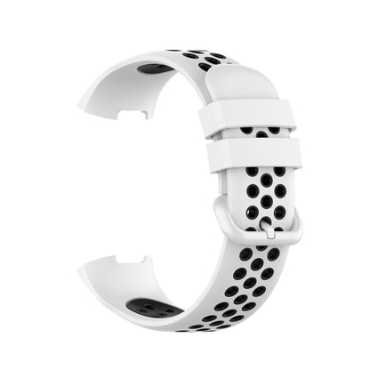 For Fitbit Charge 4 / Charge 3 / Charge 3 SE Watch Button Two Colors Silicone Replacement Strap Watchband(White Black) by bashfashion
