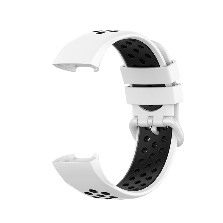For Fitbit Charge 4 / Charge 3 / Charge 3 SE Watch Button Two Colors Silicone Replacement Strap Watchband(White Black) by bashfashion