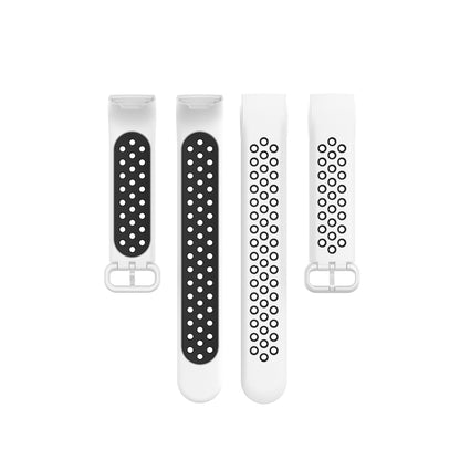 For Fitbit Charge 4 / Charge 3 / Charge 3 SE Watch Button Two Colors Silicone Replacement Strap Watchband(White Black) by bashfashion
