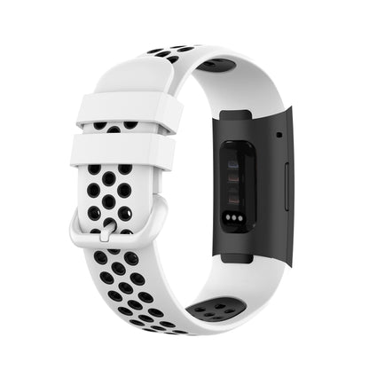 For Fitbit Charge 4 / Charge 3 / Charge 3 SE Watch Button Two Colors Silicone Replacement Strap Watchband(White Black) by bashfashion