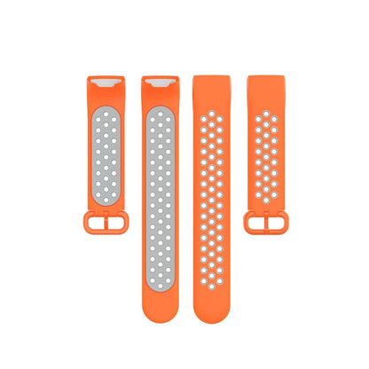For Fitbit Charge 4 / Charge 3 / Charge 3 SE Watch Button Two Colors Silicone Replacement Strap Watchband(Orange Grey) by bashfashion