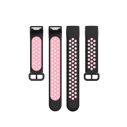 For Fitbit Charge 4 / Charge 3 / Charge 3 SE Watch Button Two Colors Silicone Replacement Strap Watchband(Black Pink) by bashfashion