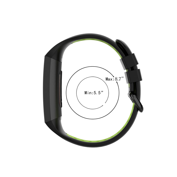 For Fitbit Charge 4 / Charge 3 / Charge 3 SE Watch Button Two Colors Silicone Replacement Strap Watchband(Black Rose Red) by bashfashion