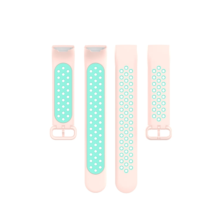 For Fitbit Charge 4 / Charge 3 / Charge 3 SE Watch Button Two Colors Silicone Replacement Strap Watchband(Light Pink Teal) by bashfashion
