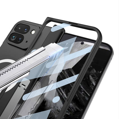 For Google Pixel 9 Pro Fold GKK Integrated Magsafe Fold Hinge Full Coverage Phone Case with Holder(White) by GKK