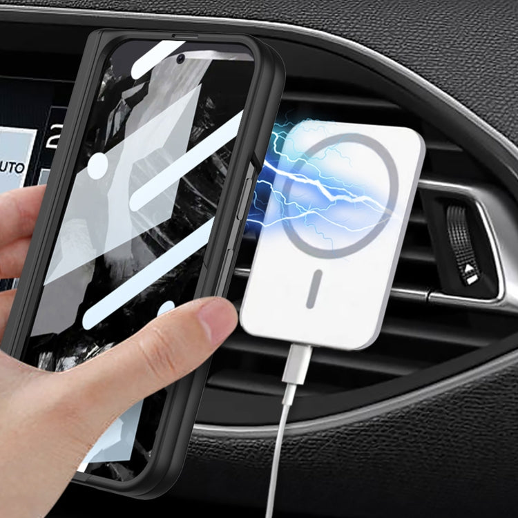 For Google Pixel 9 Pro Fold GKK Integrated Magsafe Fold Hinge Full Coverage Phone Case with Holder(Blue) by GKK