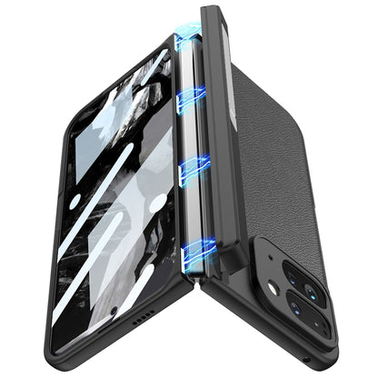 For Google Pixel 9 Pro Fold GKK Integrated Fold Hinge Leather Phone Case with Holder(Green) by GKK