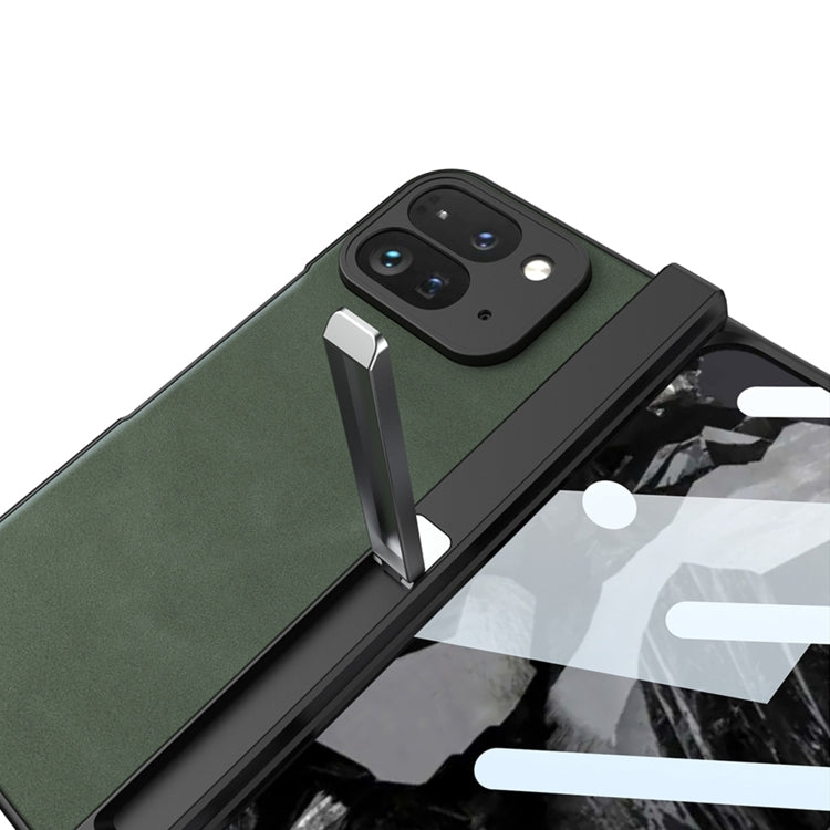 For Google Pixel 9 Pro Fold GKK Integrated Frosted Fold Hinge Leather Phone Case with Holder(Black) by GKK